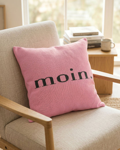 Dekokissen „Moin“ in Rosa - nordische Gemütlichkeit