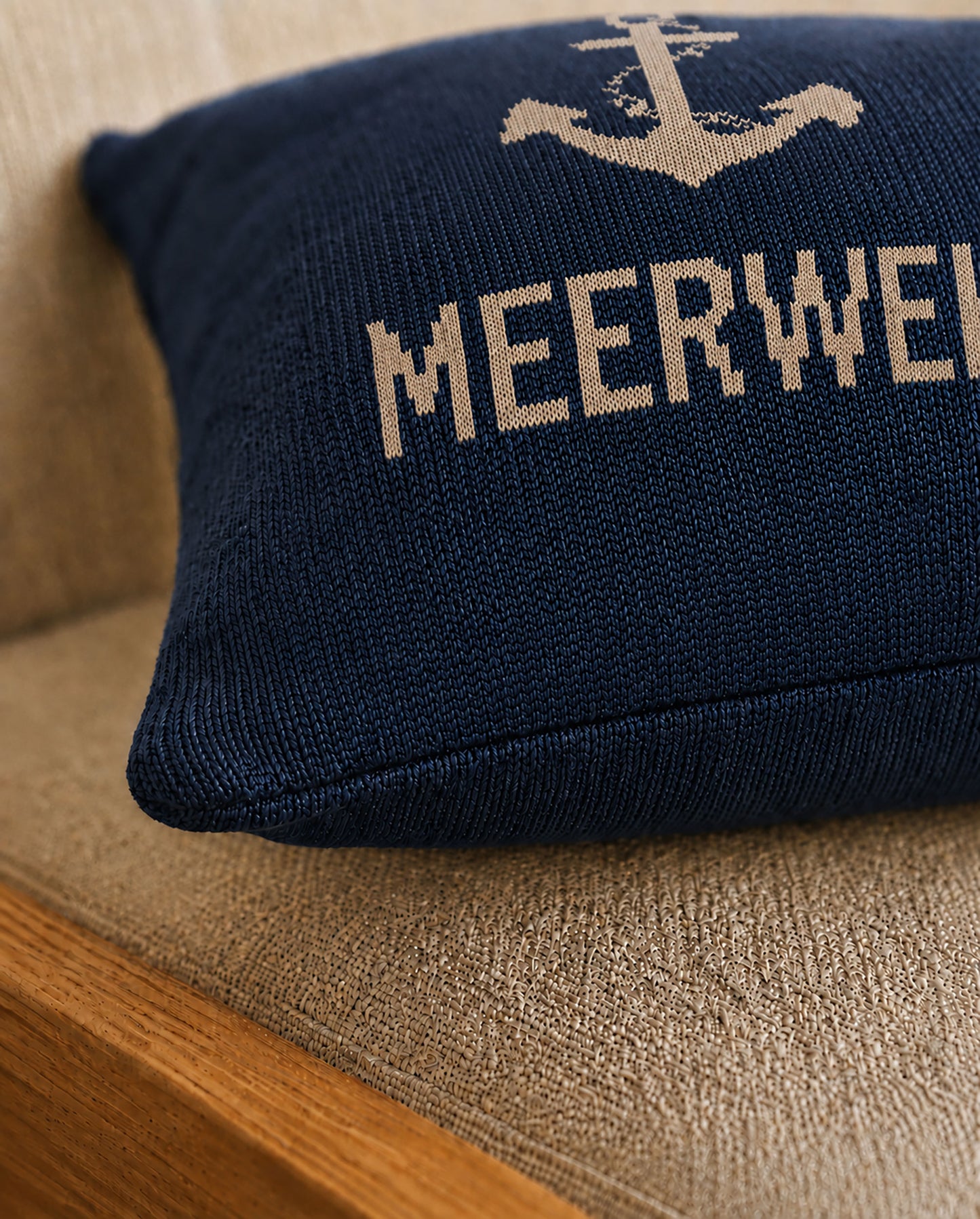 Dekokissen "Meerweh" in Navy - Entspannte Küsten-Vibes