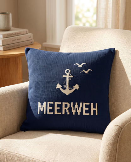 Dekokissen "Meerweh" in Navy - Entspannte Küsten-Vibes